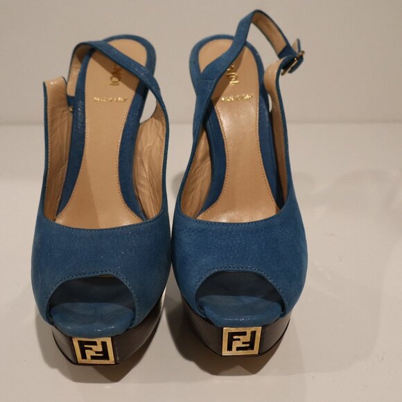 FENDI LOGO SLINGBACK PUMPS - Size 37.5 - Picture 2 of 6